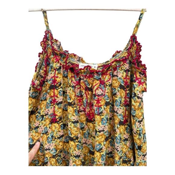 Natural Life Yellow Ruffle Tiered Embroidered Boho Summery Festival Mini Dress M - Picture 3 of 6